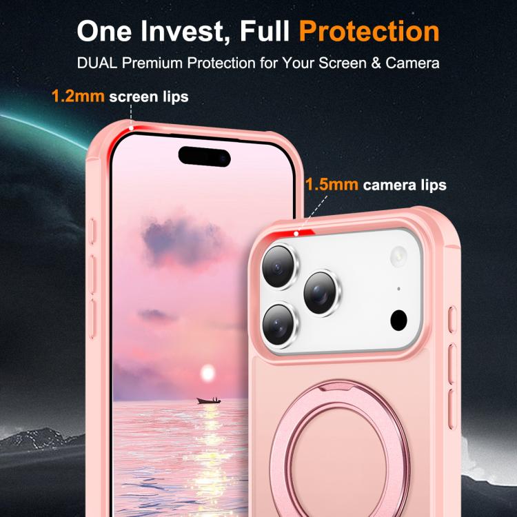 For iPhone 17 Pro Skin-Feel Rotary Damping Bracket MagSafe Phone Case