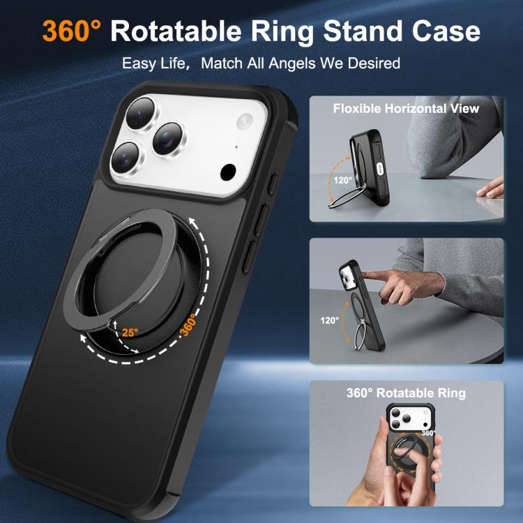 For iPhone 17 Pro Skin-Feel Rotary Damping Bracket MagSafe Phone Case