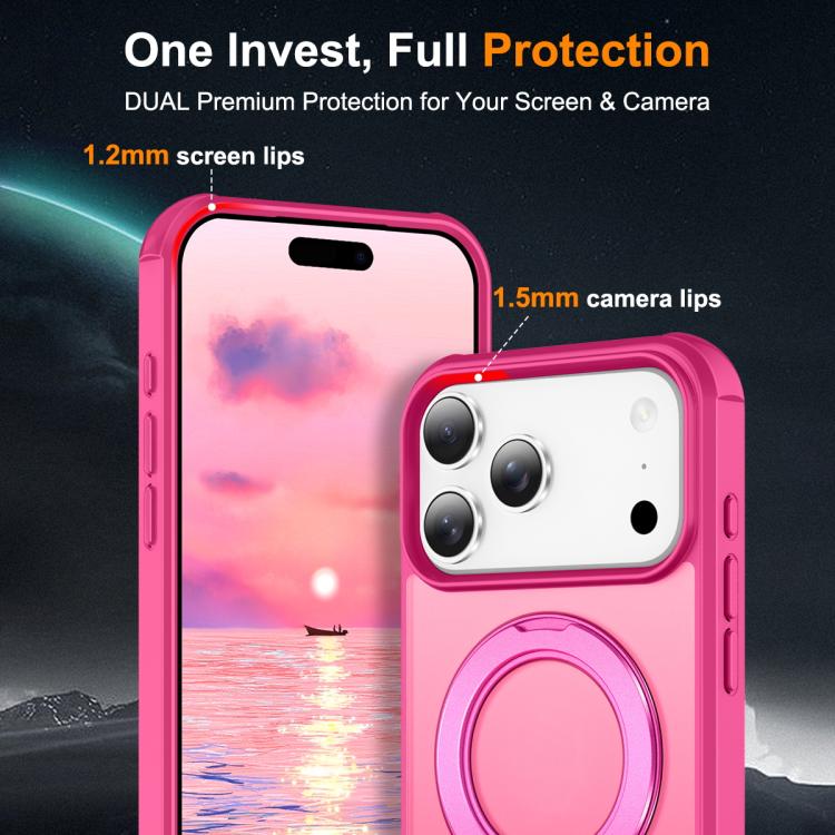 For iPhone 17 Pro Skin-Feel Rotary Damping Bracket MagSafe Phone Case
