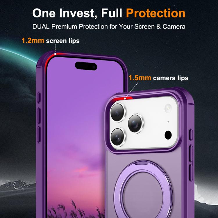 For iPhone 17 Pro Skin-Feel Rotary Damping Bracket MagSafe Phone Case