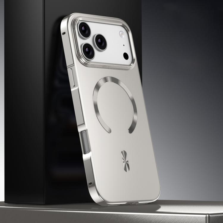 For iPhone 17 Pro Frosted Magnetic Shield MagSafe Alloy Metal Phone Case