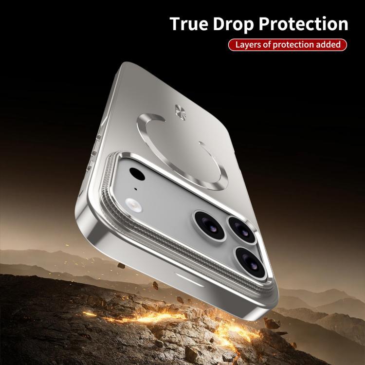 For iPhone 17 Frosted Magnetic Shield MagSafe Alloy Metal Phone Case