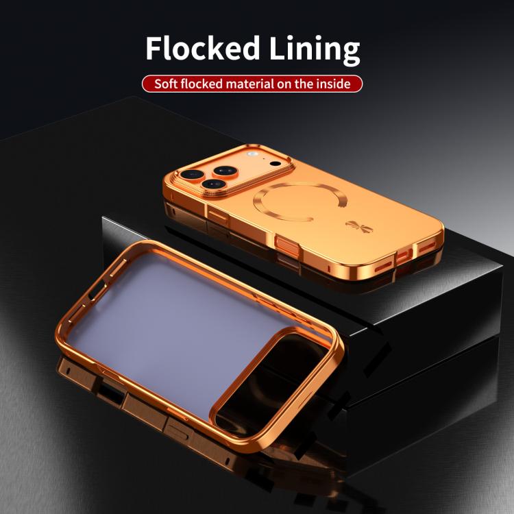 For iPhone 16 Pro Max Frosted Magnetic Shield MagSafe Alloy Metal Phone Case