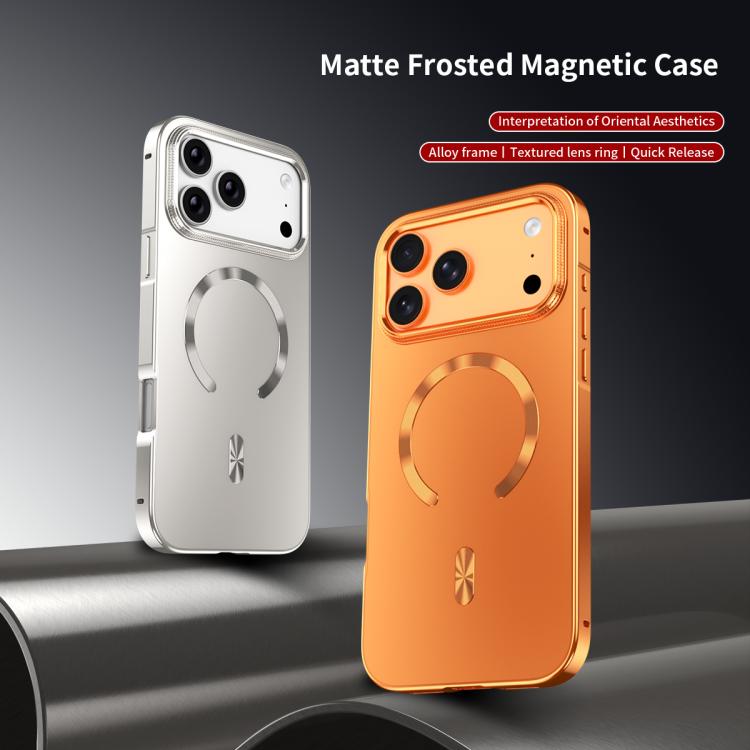 For iPhone Air Frosted Magnetic Shield MagSafe Alloy Metal Phone Case