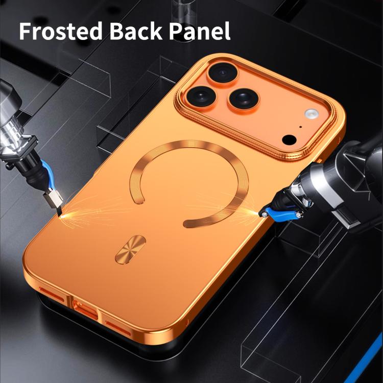 For iPhone 16 Pro Frosted Magnetic Shield MagSafe Alloy Metal Phone Case