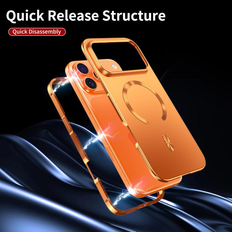 For iPhone 15 Pro Max Frosted Magnetic Shield MagSafe Alloy Metal Phone Case