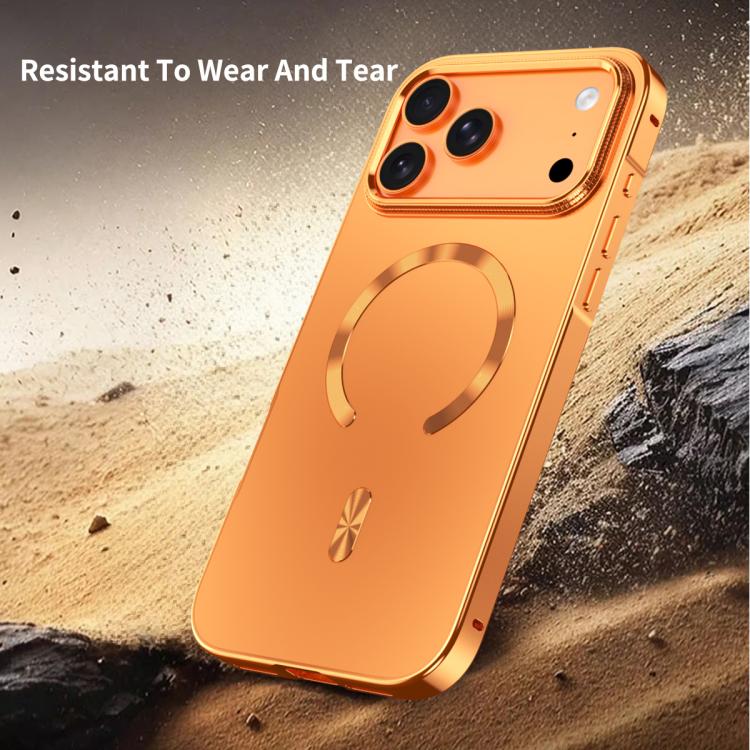 For iPhone 17 Pro Max Frosted Magnetic Shield MagSafe Alloy Metal Phone Case