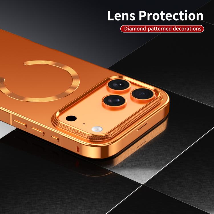 For iPhone 16 Pro Frosted Magnetic Shield MagSafe Alloy Metal Phone Case