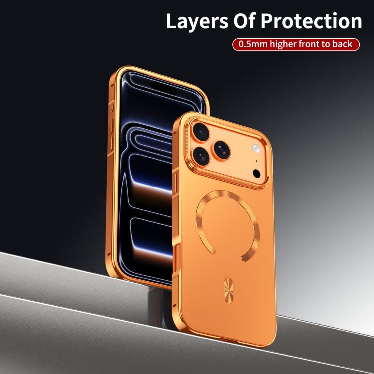 For iPhone 15 Pro Frosted Magnetic Shield MagSafe Alloy Metal Phone Case
