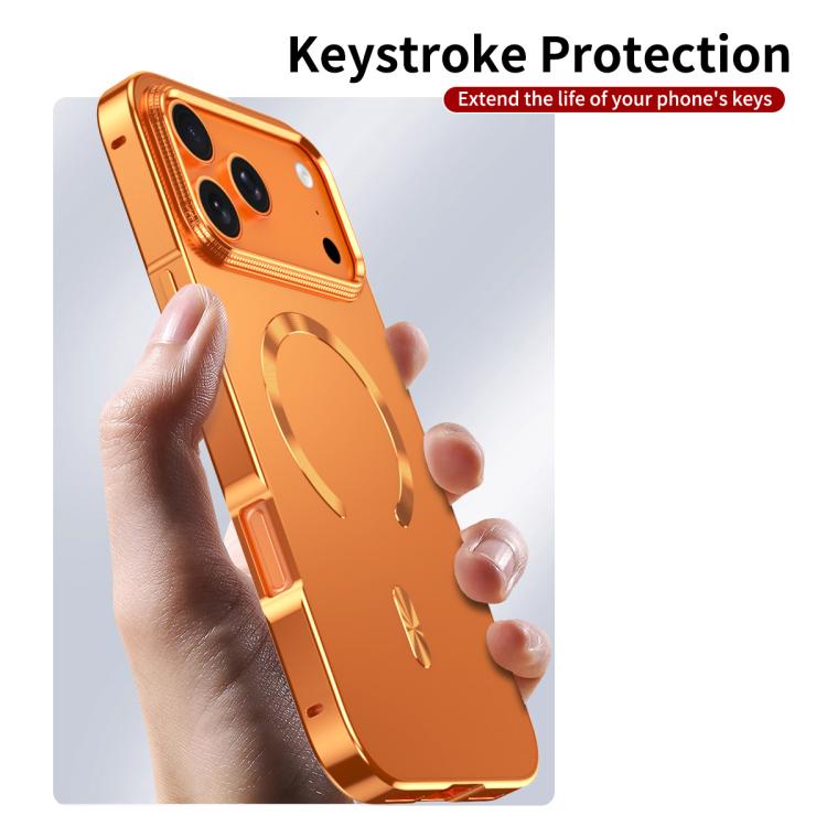 For iPhone 15 Pro Frosted Magnetic Shield MagSafe Alloy Metal Phone Case