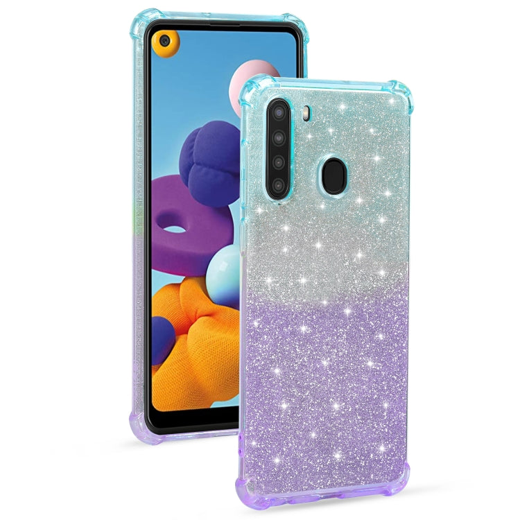For Samsung Galaxy A21 (US Version) Gradient Glitter Powder Shockproof TPU Protective Case