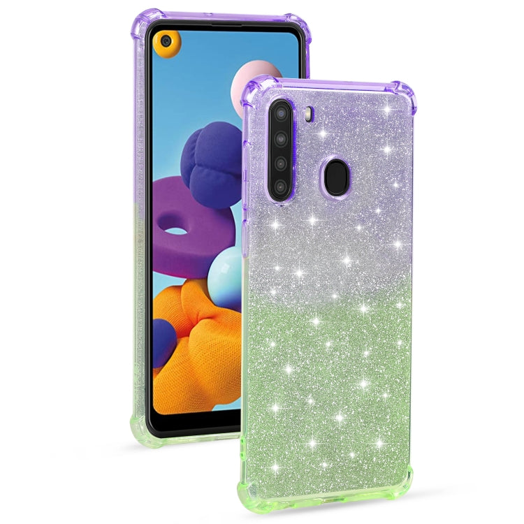 For Samsung Galaxy A21 (US Version) Gradient Glitter Powder Shockproof TPU Protective Case