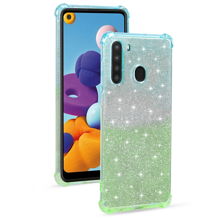 For Samsung Galaxy A21 (US Version) Gradient Glitter Powder Shockproof TPU Protective Case