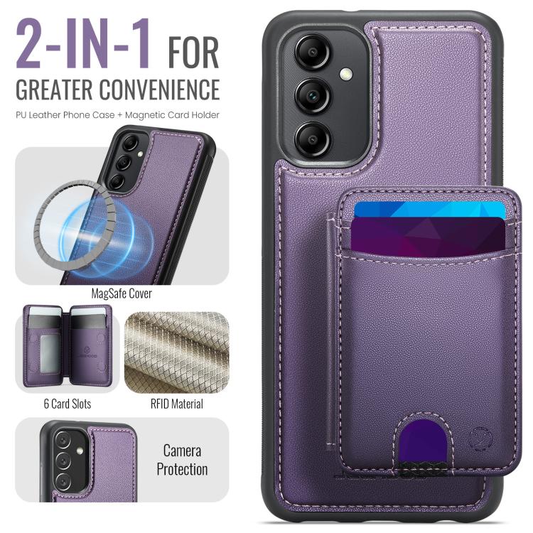 For Samsung Galaxy A34 5G JEEHOOD J10 Flip Card Bag MagSafe Split RFID Leather Phone Case