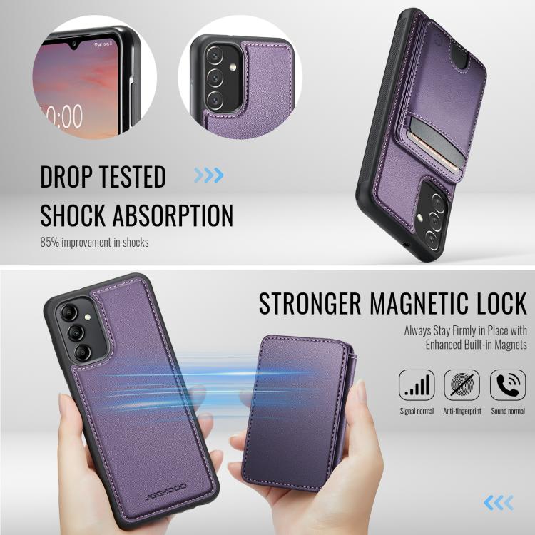 For Samsung Galaxy A34 5G JEEHOOD J10 Flip Card Bag MagSafe Split RFID Leather Phone Case