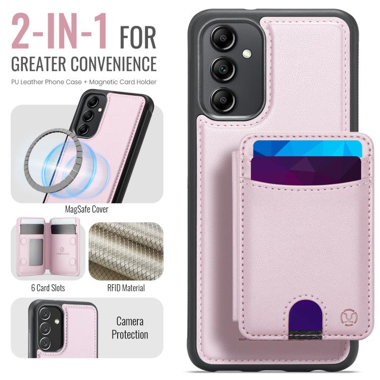 For Samsung Galaxy A34 5G JEEHOOD J10 Flip Card Bag MagSafe Split RFID Leather Phone Case