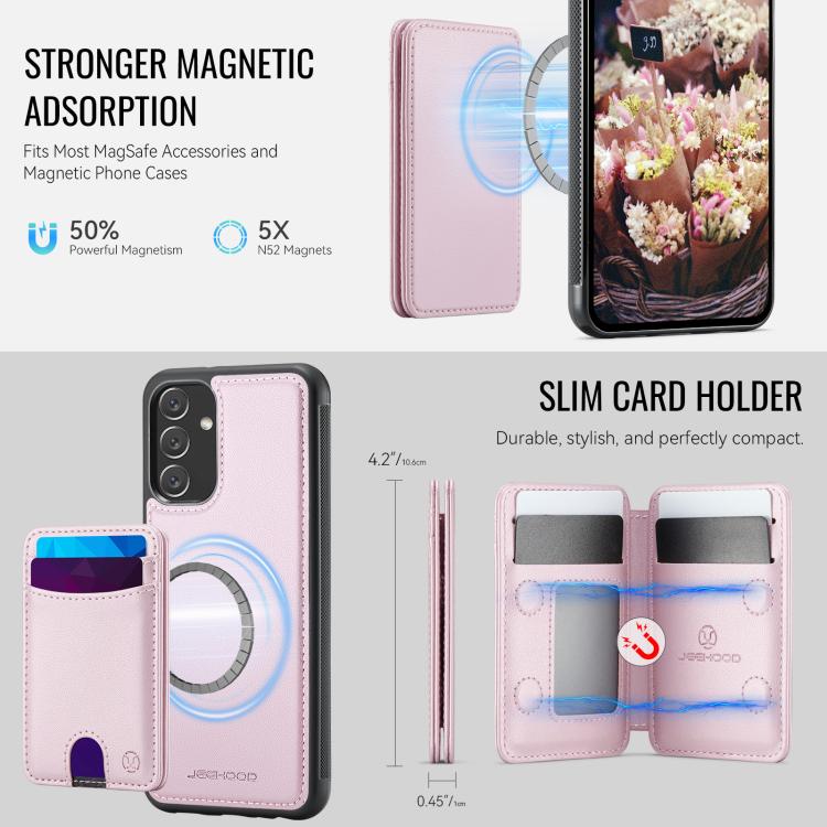 For Samsung Galaxy A34 5G JEEHOOD J10 Flip Card Bag MagSafe Split RFID Leather Phone Case