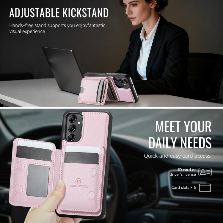 For Samsung Galaxy A34 5G JEEHOOD J10 Flip Card Bag MagSafe Split RFID Leather Phone Case