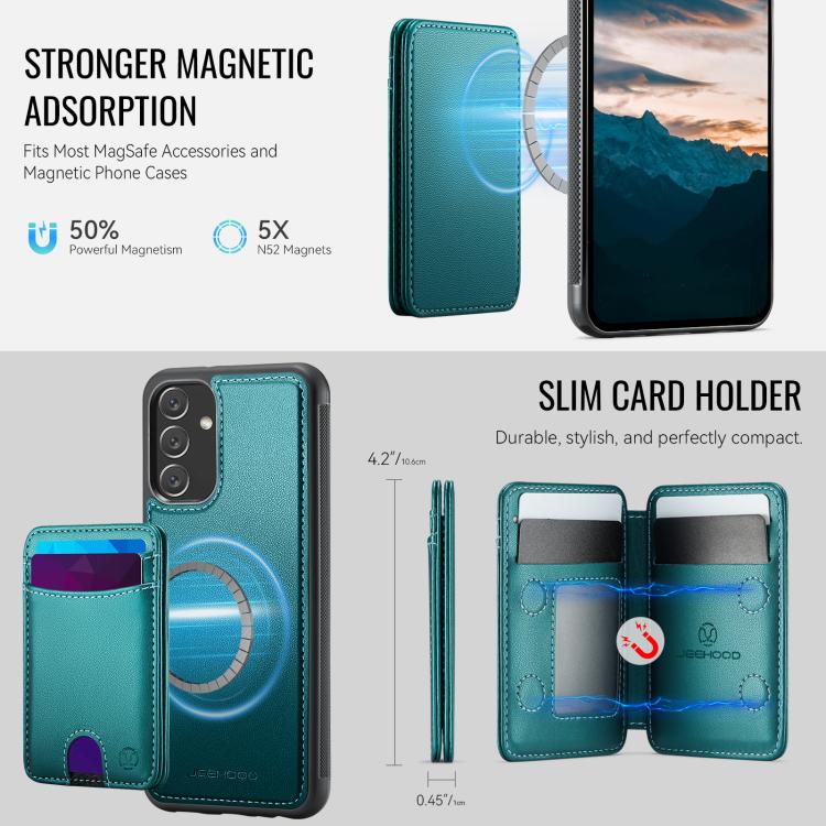 For Samsung Galaxy A34 5G JEEHOOD J10 Flip Card Bag MagSafe Split RFID Leather Phone Case