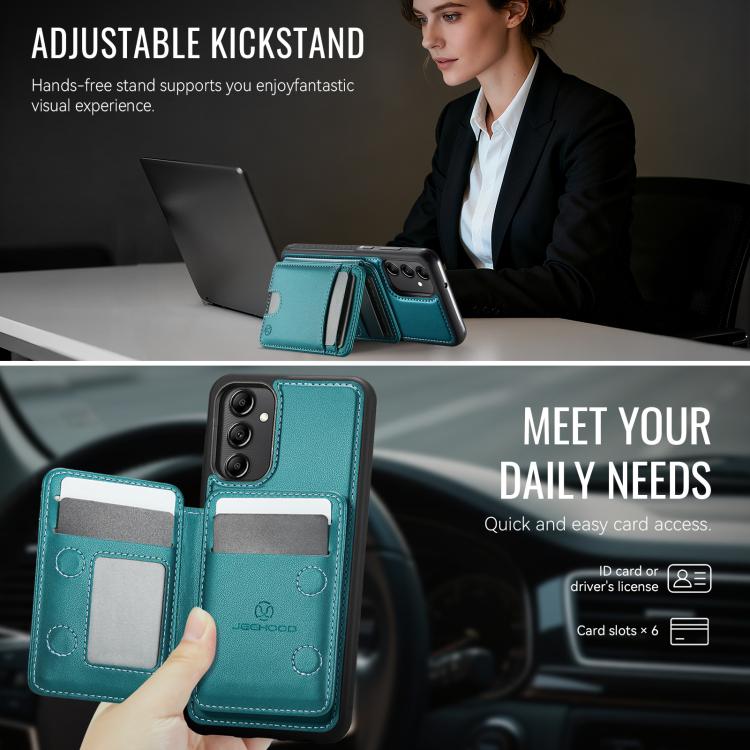 For Samsung Galaxy A34 5G JEEHOOD J10 Flip Card Bag MagSafe Split RFID Leather Phone Case