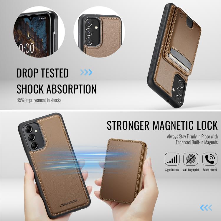 For Samsung Galaxy A34 5G JEEHOOD J10 Flip Card Bag MagSafe Split RFID Leather Phone Case