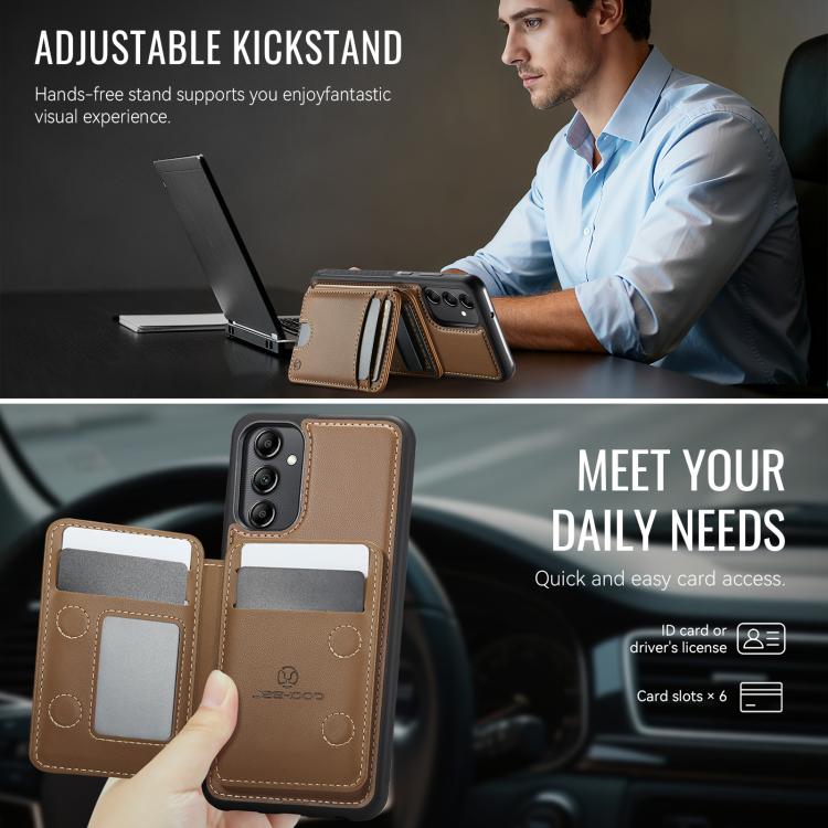 For Samsung Galaxy A34 5G JEEHOOD J10 Flip Card Bag MagSafe Split RFID Leather Phone Case