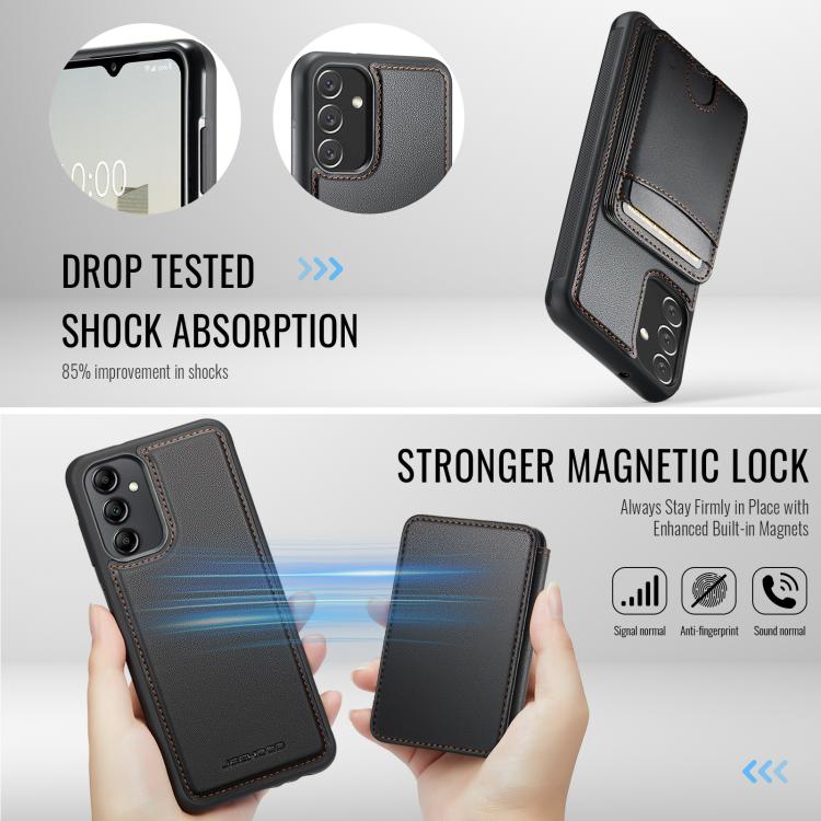 For Samsung Galaxy A34 5G JEEHOOD J10 Flip Card Bag MagSafe Split RFID Leather Phone Case