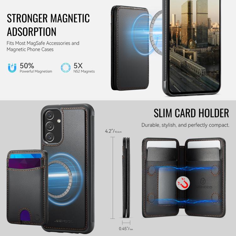 For Samsung Galaxy A34 5G JEEHOOD J10 Flip Card Bag MagSafe Split RFID Leather Phone Case
