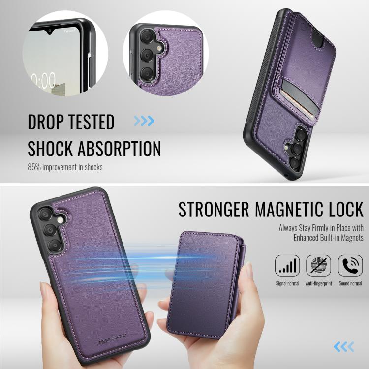 For Samsung Galaxy A35 5G JEEHOOD J10 Flip Card Bag MagSafe Split RFID Leather Phone Case
