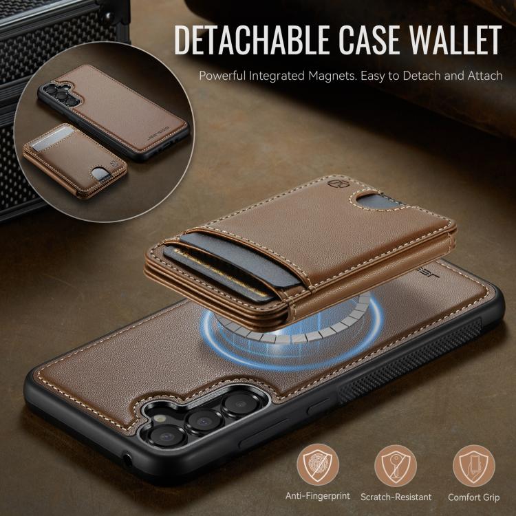 For Samsung Galaxy A35 5G JEEHOOD J10 Flip Card Bag MagSafe Split RFID Leather Phone Case