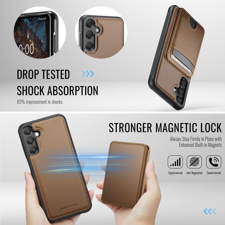 For Samsung Galaxy A35 5G JEEHOOD J10 Flip Card Bag MagSafe Split RFID Leather Phone Case
