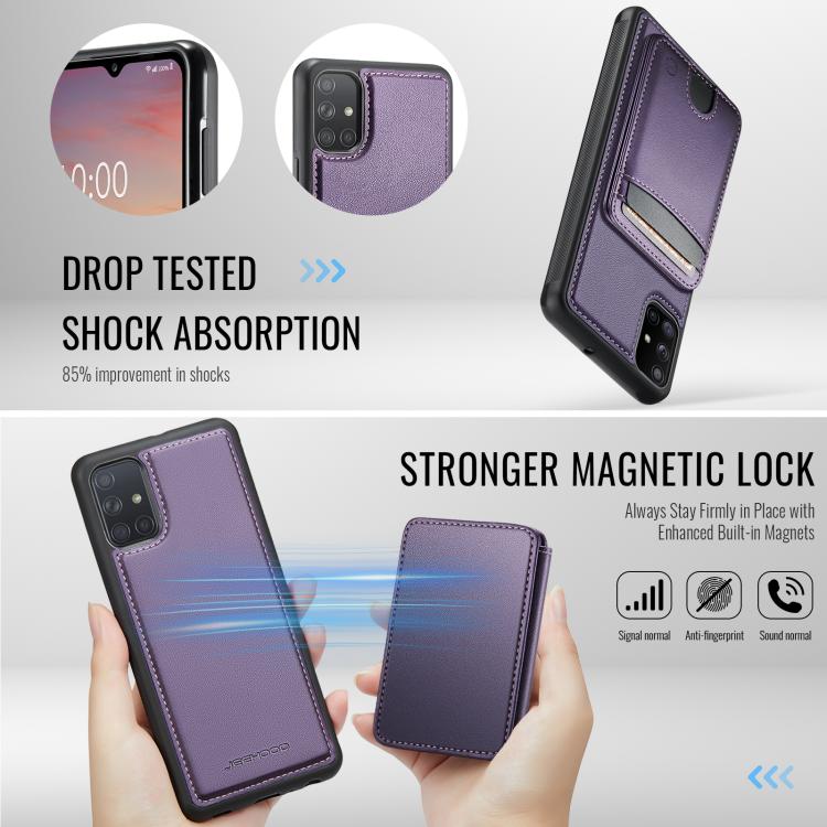For Samsung Galaxy A51 4G JEEHOOD J10 Flip Card Bag MagSafe Split RFID Leather Phone Case