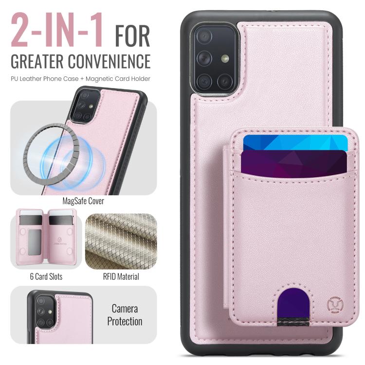 For Samsung Galaxy A51 4G JEEHOOD J10 Flip Card Bag MagSafe Split RFID Leather Phone Case