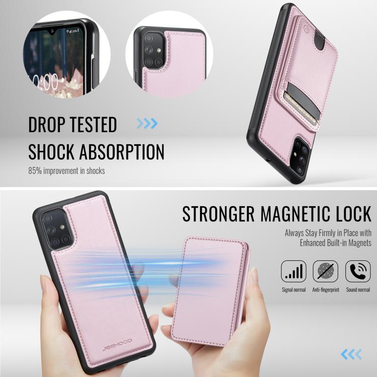For Samsung Galaxy A51 4G JEEHOOD J10 Flip Card Bag MagSafe Split RFID Leather Phone Case