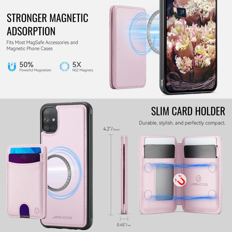 For Samsung Galaxy A51 4G JEEHOOD J10 Flip Card Bag MagSafe Split RFID Leather Phone Case