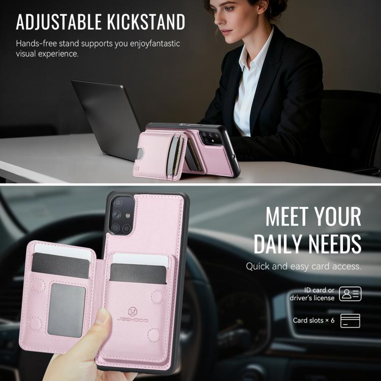 For Samsung Galaxy A51 4G JEEHOOD J10 Flip Card Bag MagSafe Split RFID Leather Phone Case