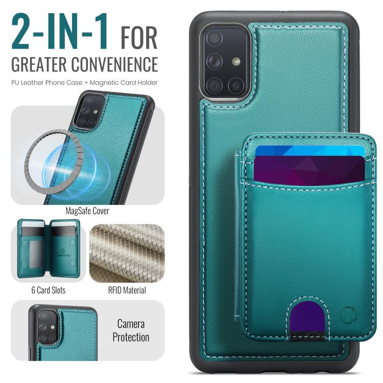 For Samsung Galaxy A51 4G JEEHOOD J10 Flip Card Bag MagSafe Split RFID Leather Phone Case