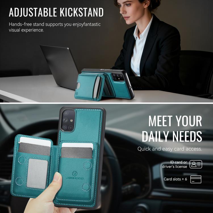 For Samsung Galaxy A51 4G JEEHOOD J10 Flip Card Bag MagSafe Split RFID Leather Phone Case