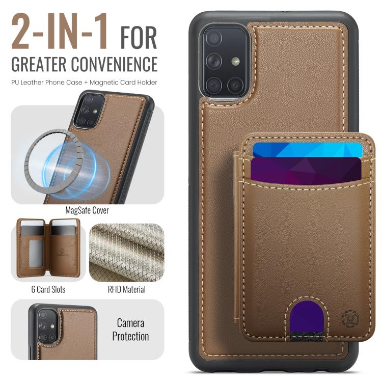 For Samsung Galaxy A51 4G JEEHOOD J10 Flip Card Bag MagSafe Split RFID Leather Phone Case