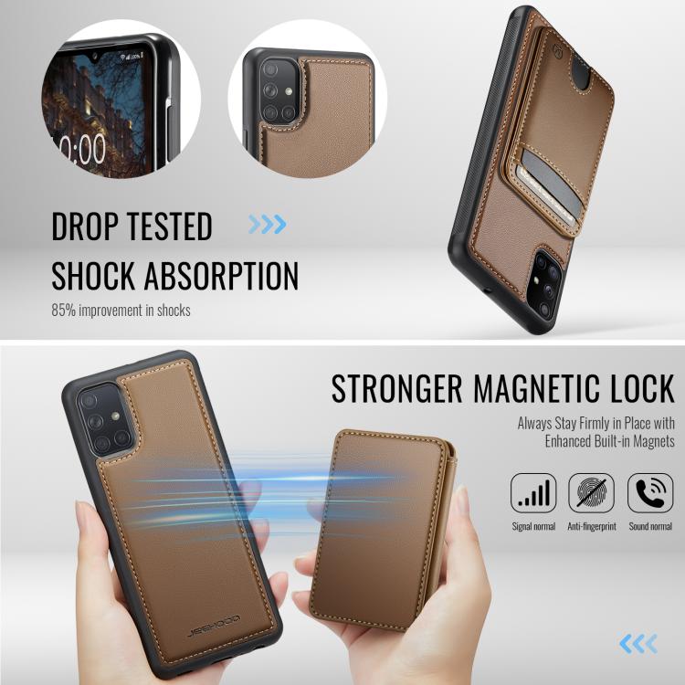 For Samsung Galaxy A51 4G JEEHOOD J10 Flip Card Bag MagSafe Split RFID Leather Phone Case