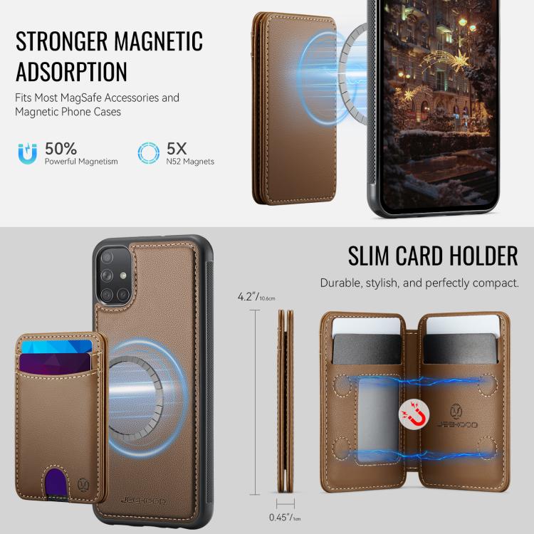 For Samsung Galaxy A51 4G JEEHOOD J10 Flip Card Bag MagSafe Split RFID Leather Phone Case
