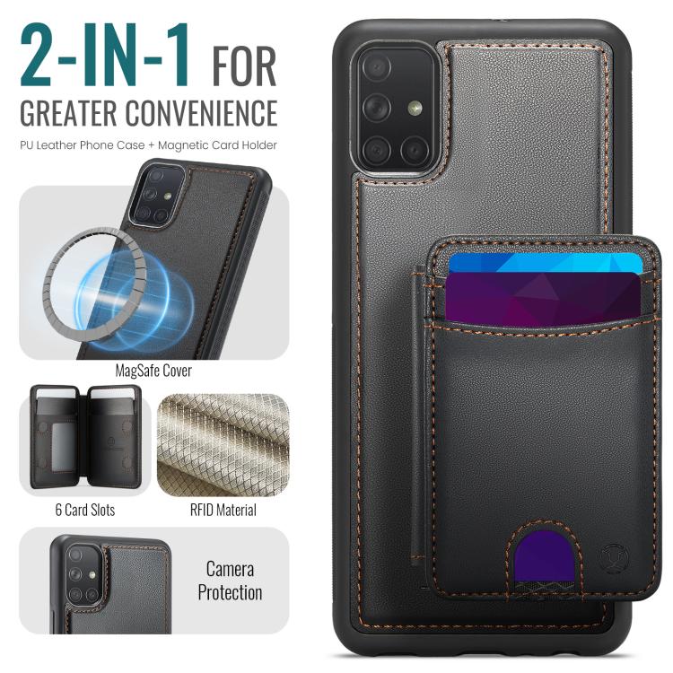 For Samsung Galaxy A51 4G JEEHOOD J10 Flip Card Bag MagSafe Split RFID Leather Phone Case