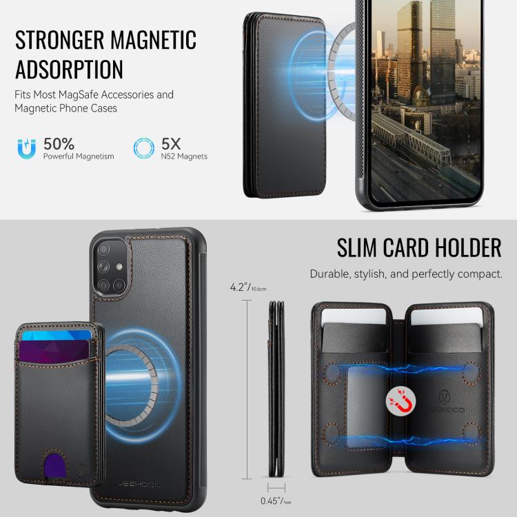 For Samsung Galaxy A51 4G JEEHOOD J10 Flip Card Bag MagSafe Split RFID Leather Phone Case