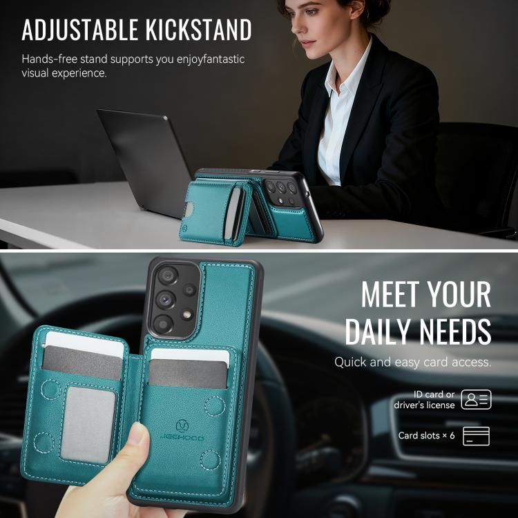 For Samsung Galaxy A33 5G JEEHOOD J10 Flip Card Bag MagSafe Split RFID Leather Phone Case