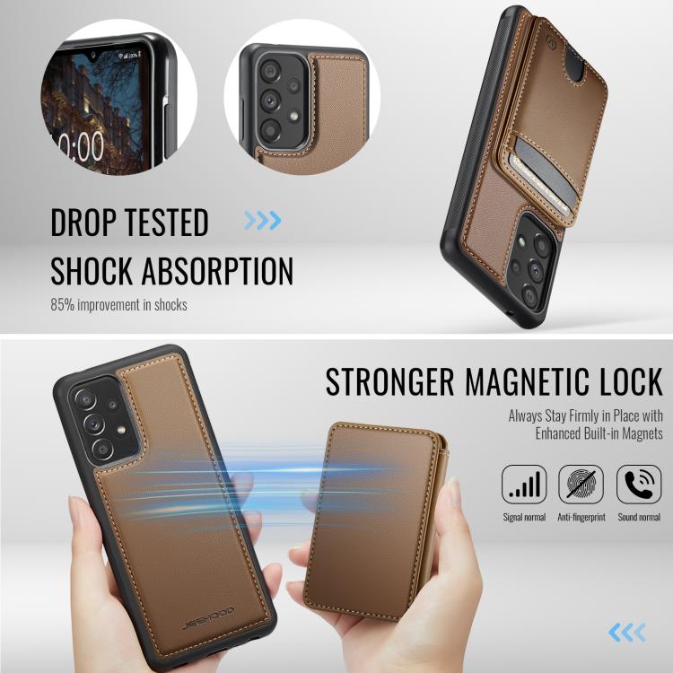 For Samsung Galaxy A33 5G JEEHOOD J10 Flip Card Bag MagSafe Split RFID Leather Phone Case