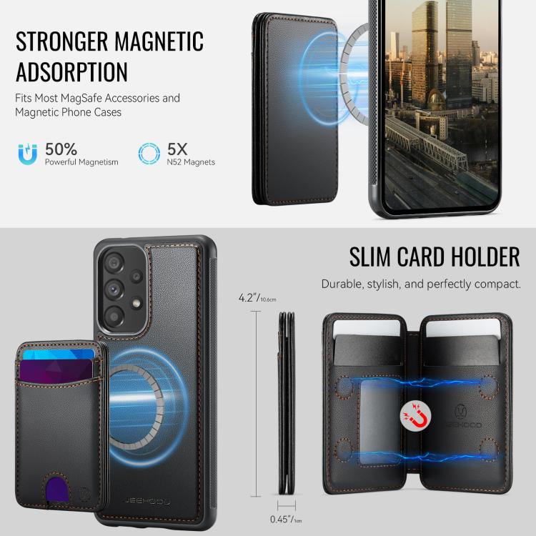 For Samsung Galaxy A33 5G JEEHOOD J10 Flip Card Bag MagSafe Split RFID Leather Phone Case