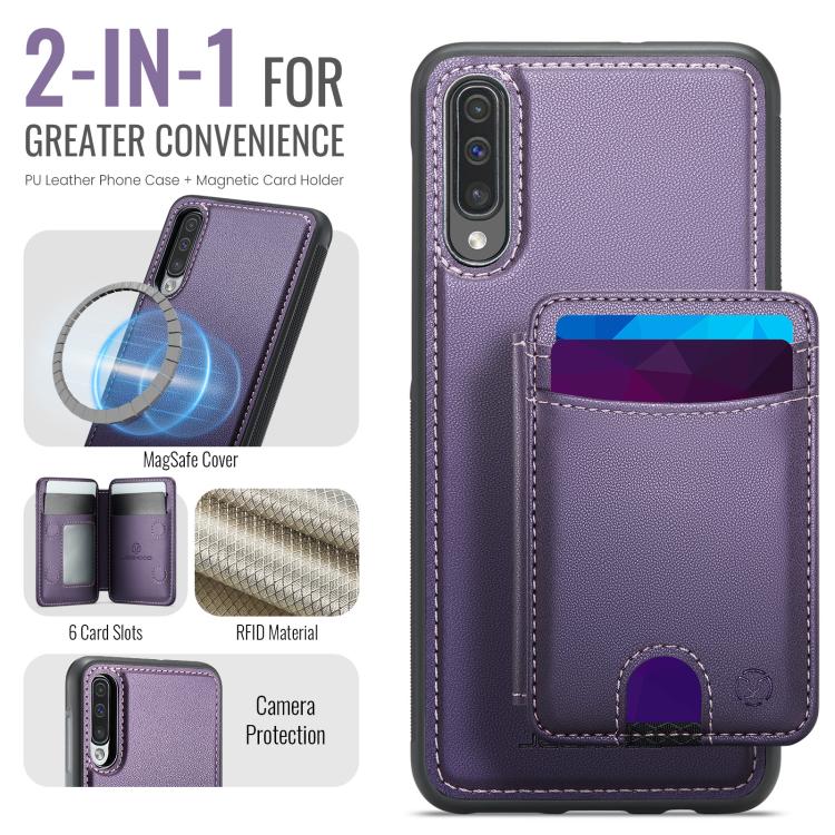 For Samsung Galaxy A50 JEEHOOD J10 Flip Card Bag MagSafe Split RFID Leather Phone Case