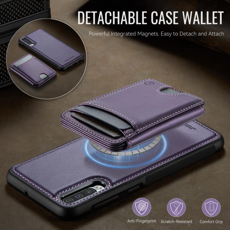 For Samsung Galaxy A50 JEEHOOD J10 Flip Card Bag MagSafe Split RFID Leather Phone Case