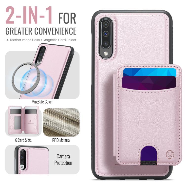 For Samsung Galaxy A50 JEEHOOD J10 Flip Card Bag MagSafe Split RFID Leather Phone Case