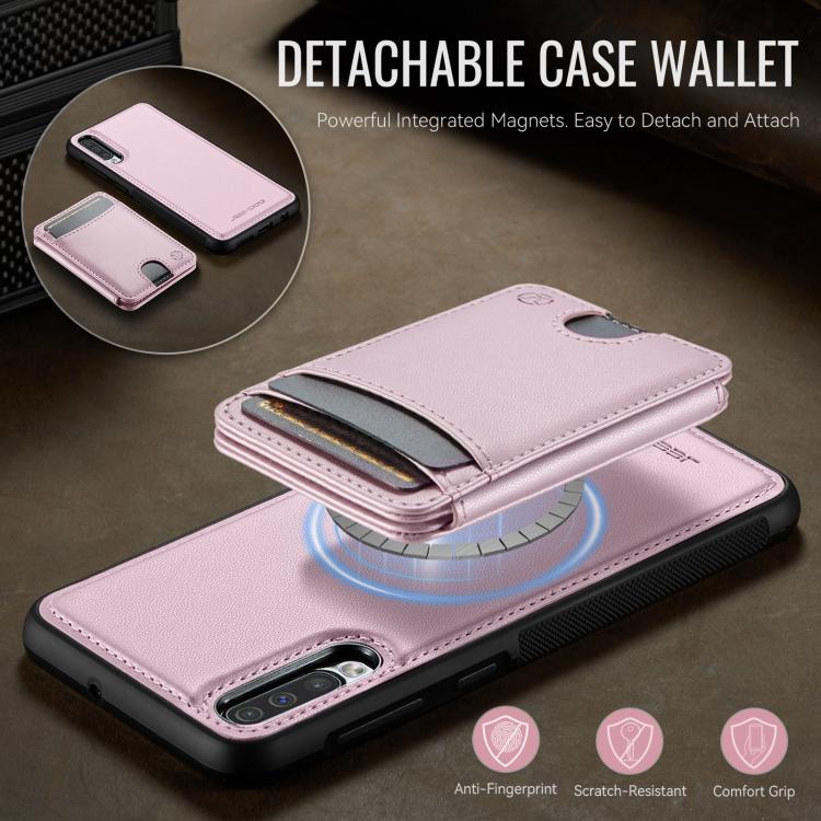 For Samsung Galaxy A50 JEEHOOD J10 Flip Card Bag MagSafe Split RFID Leather Phone Case